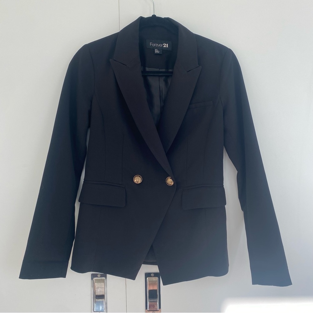 y2k Forever 21 Black‎ Double-Breasted Blazer Size S